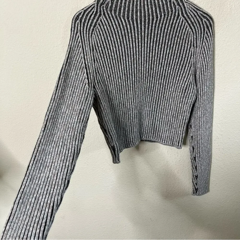 Lululemon Cotton-Cashmere Blend Mock Neck Sweater Gray Womens‎ Size 2